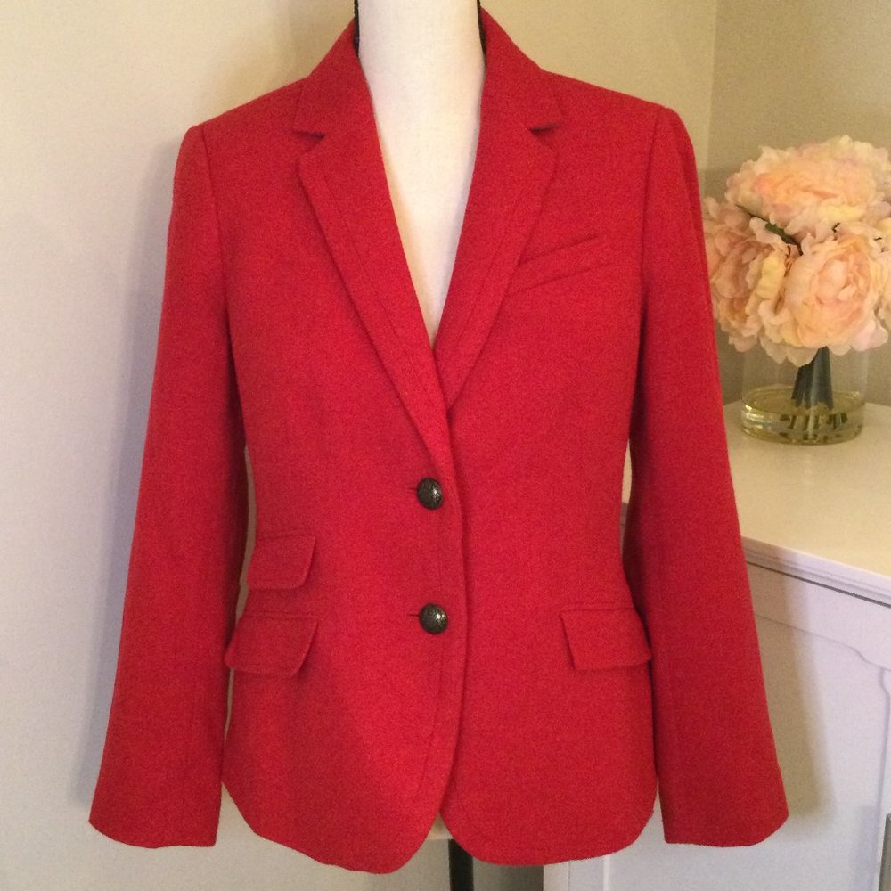 Talbots, Red Wool Blend Fitted Two-Button Blazer,… - image 1